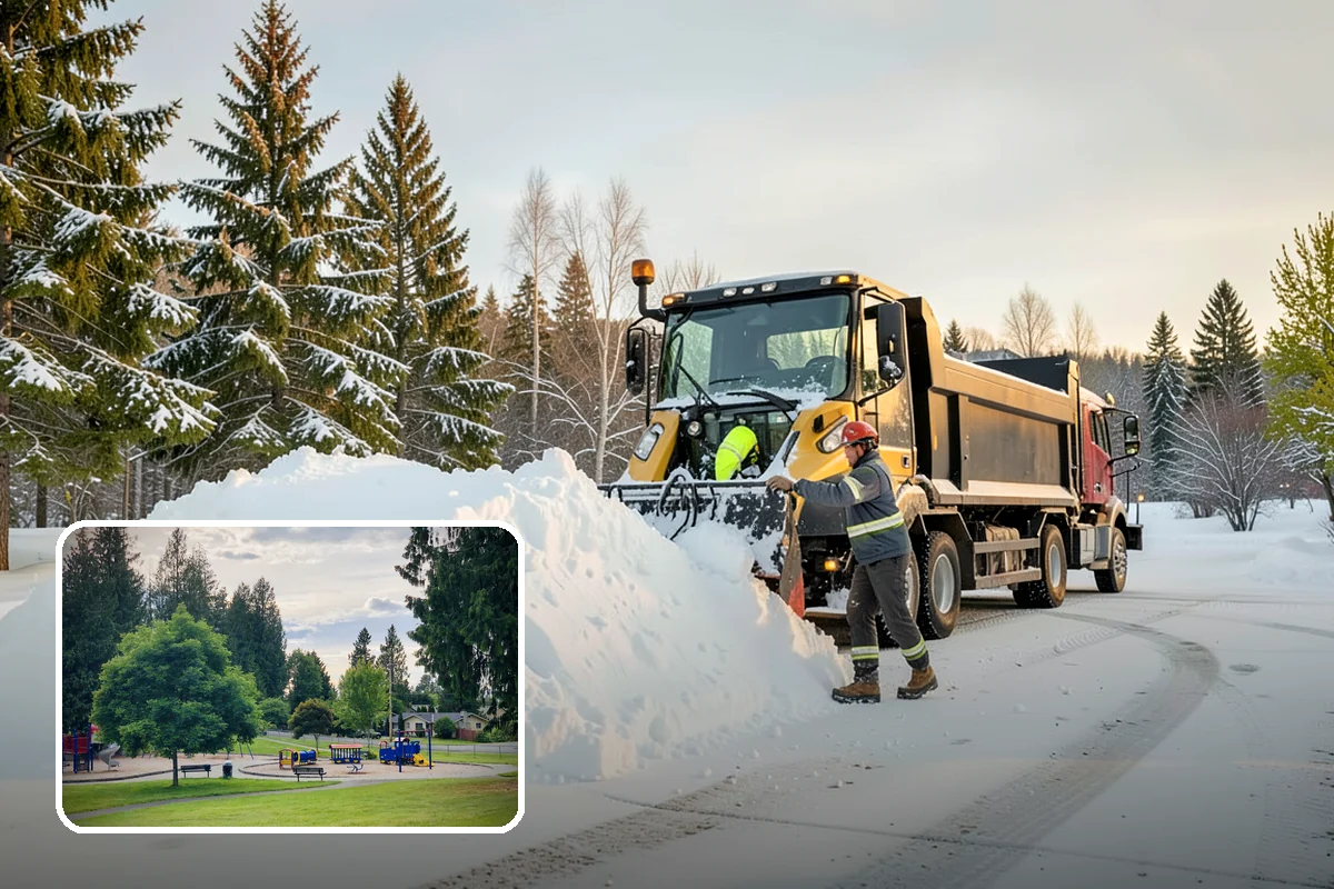 Hotel Snow Plowing in Bonney Lake, Pierce County, WA - Porte-cochere and guest lot cleared on a 24-hour basis