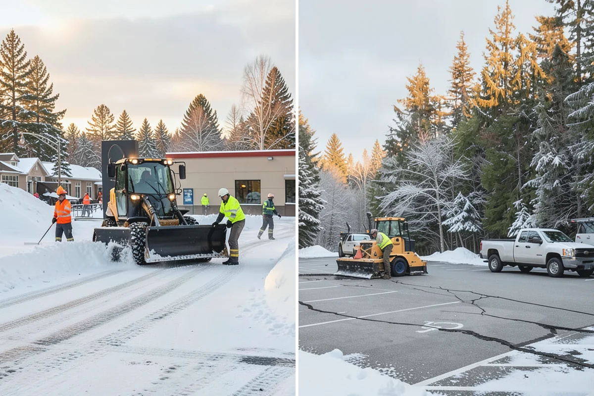 Hotel Snow Plowing in Bonney Lake, Pierce County, WA - Set 24-hour priorities for the porte-cochere, entrances, and guest lot