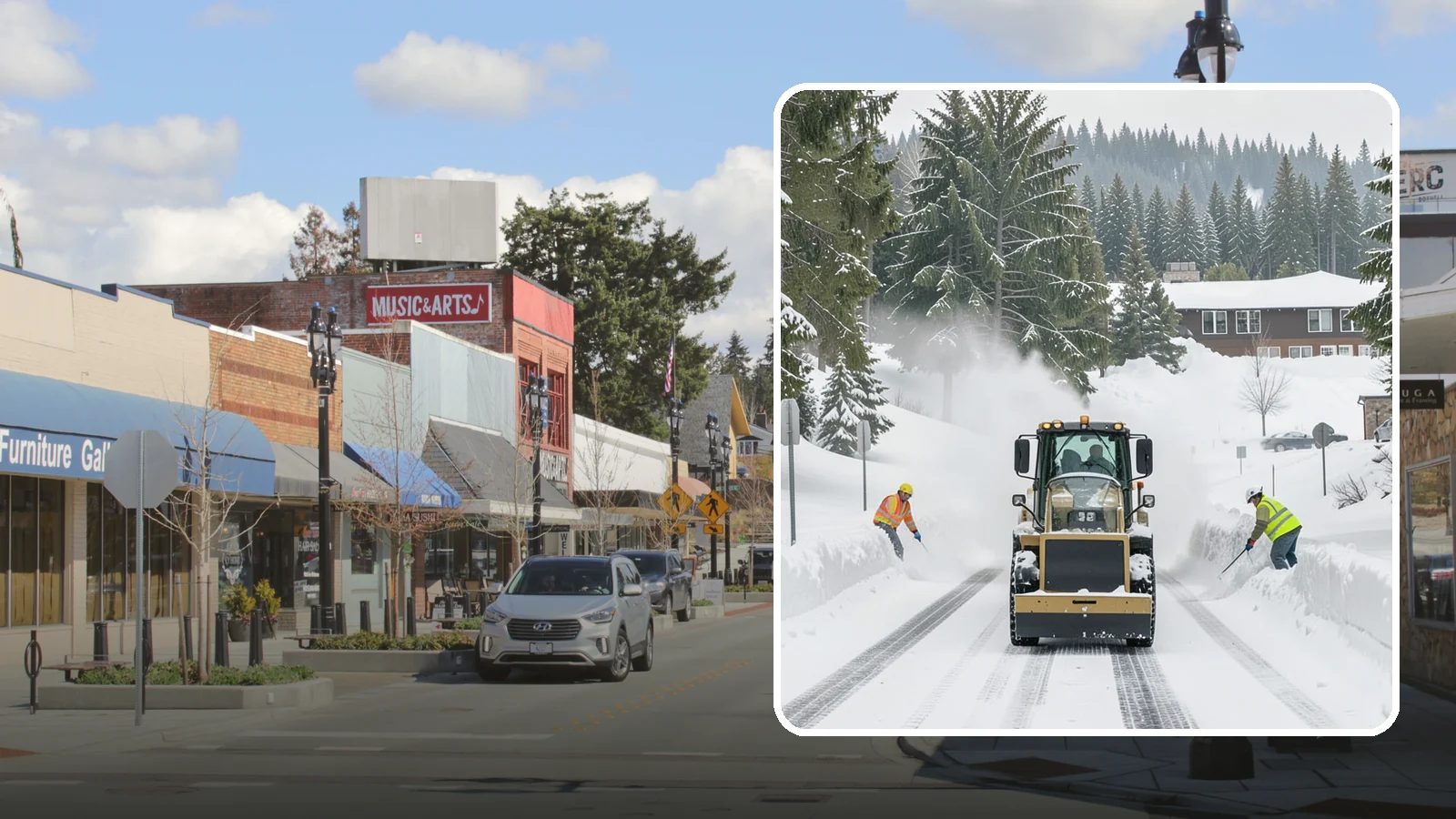 Hotel Snow Plowing in Bothell, King County, WA - We plow hotel lots, the porte-cochere, and guest entrances around the clock so arriving travelers always find safe access.