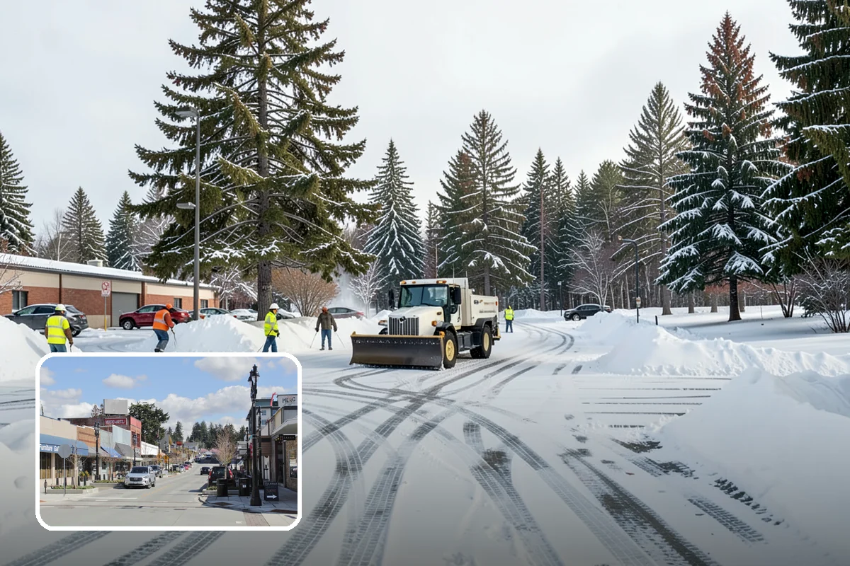 Hotel Snow Plowing in Bothell, King County, WA - Porte-cochere and guest lot cleared on a 24-hour basis