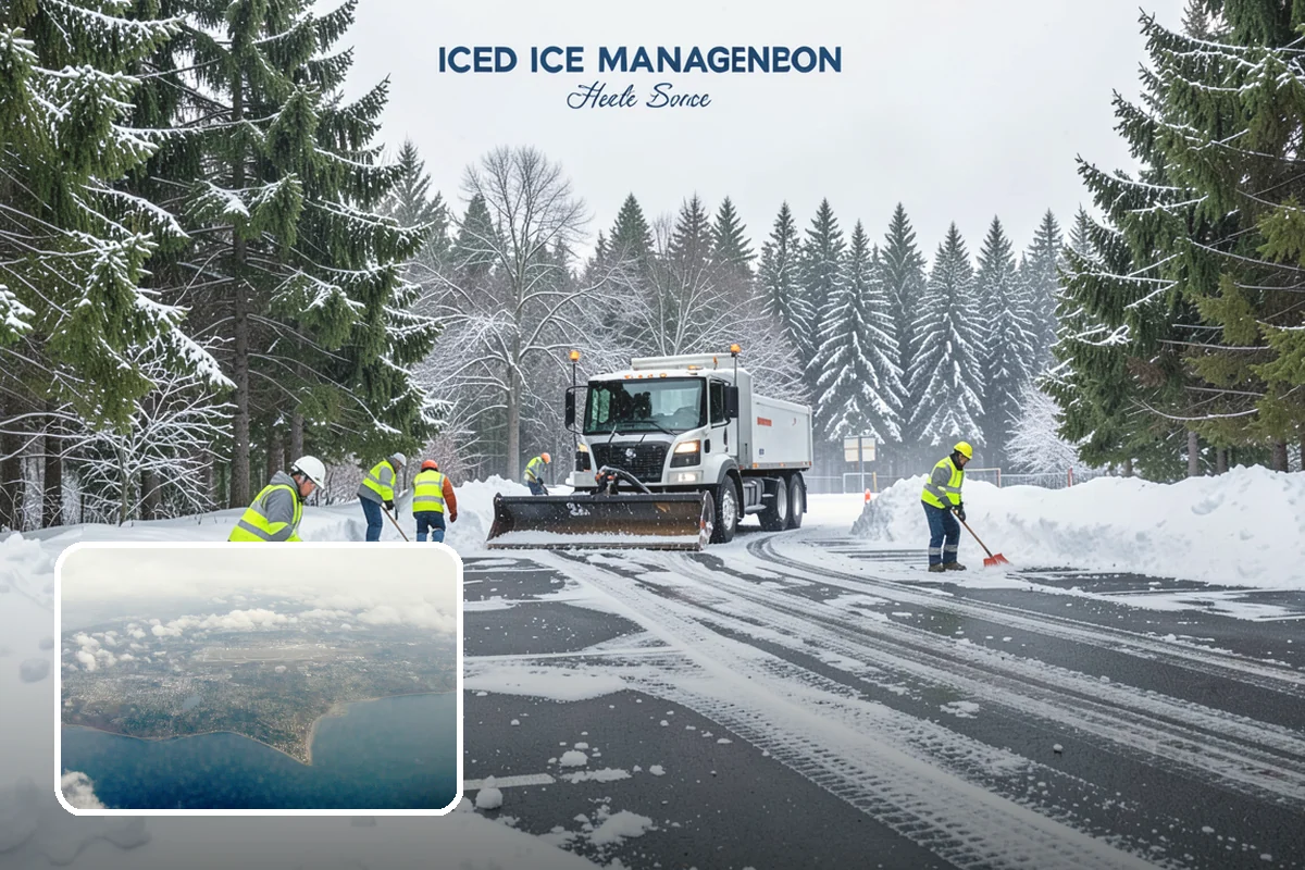 Hotel Snow Plowing in Burien, King County, WA - Porte-cochere and guest lot cleared on a 24-hour basis