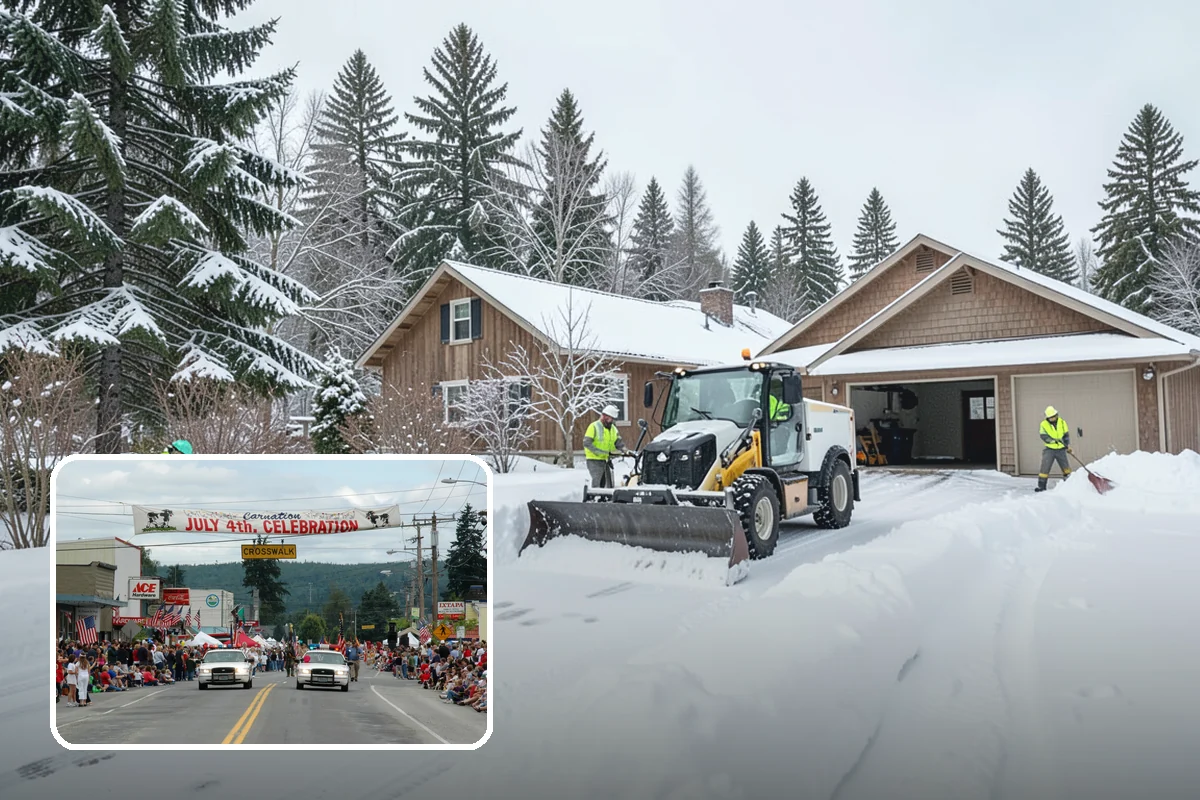 Hotel Snow Plowing in Carnation, King County, WA - Porte-cochere and guest lot cleared on a 24-hour basis