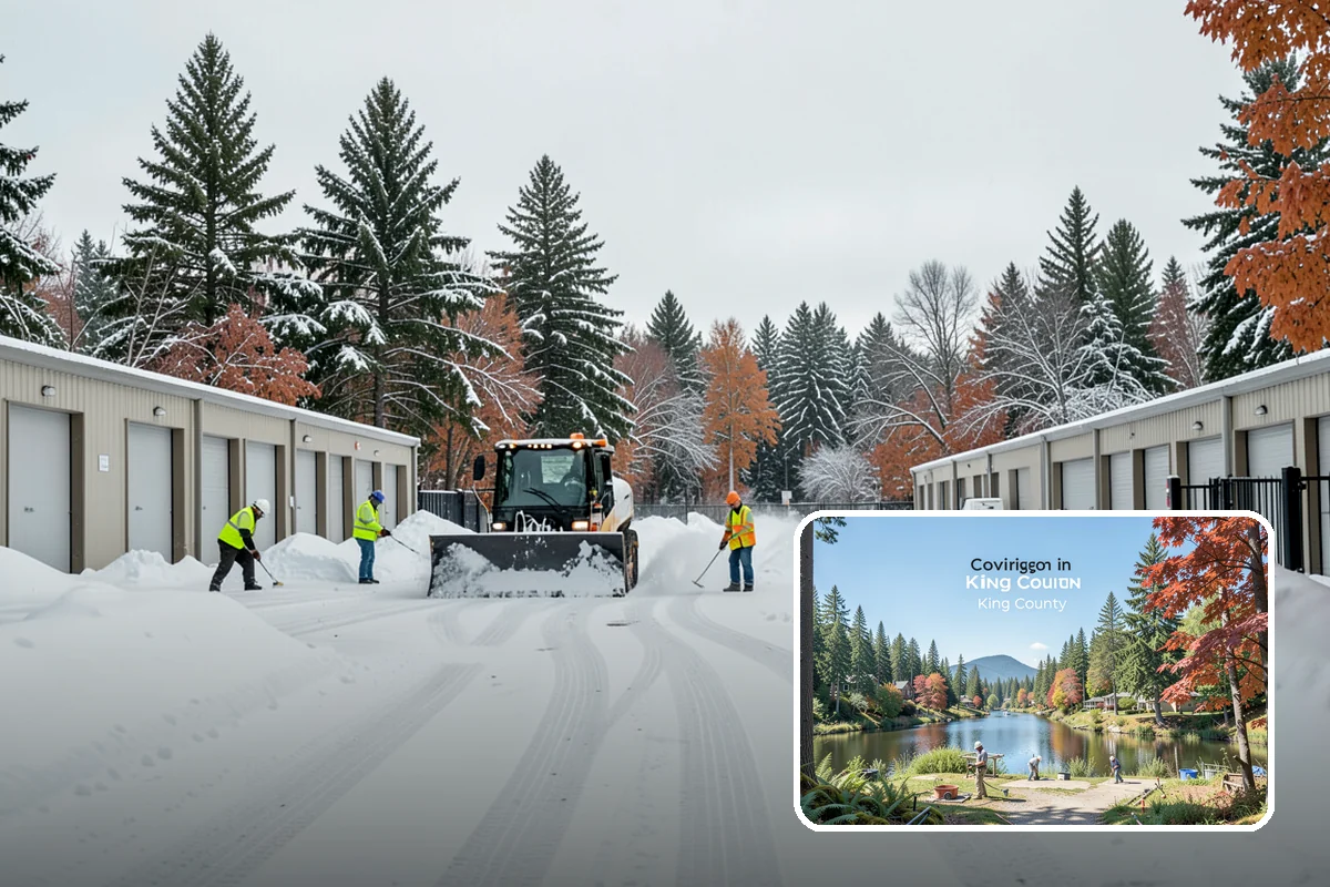 Hotel Snow Plowing in Covington, King County, WA - Porte-cochere and guest lot cleared on a 24-hour basis