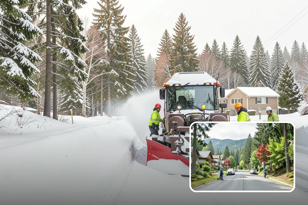 Hotel Snow Plowing in Darrington, Snohomish County, WA - Porte-cochere and guest lot cleared on a 24-hour basis