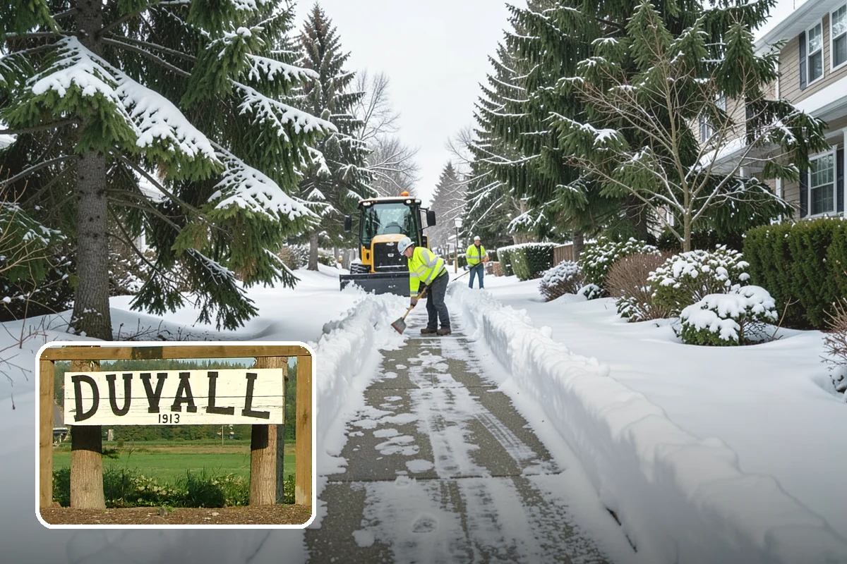 Hotel Snow Plowing in Duvall, King County, WA - Porte-cochere and guest lot cleared on a 24-hour basis