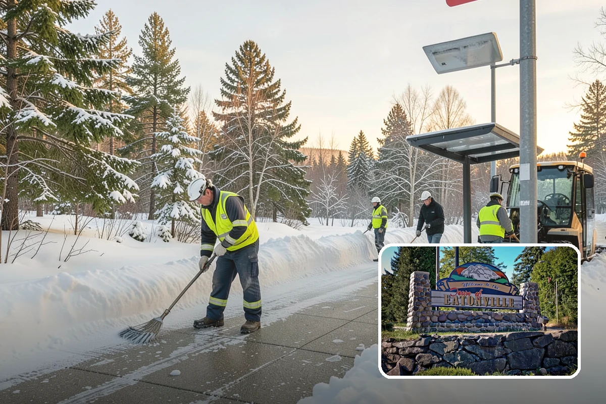 Hotel Snow Plowing in Eatonville, Pierce County, WA - Porte-cochere and guest lot cleared on a 24-hour basis
