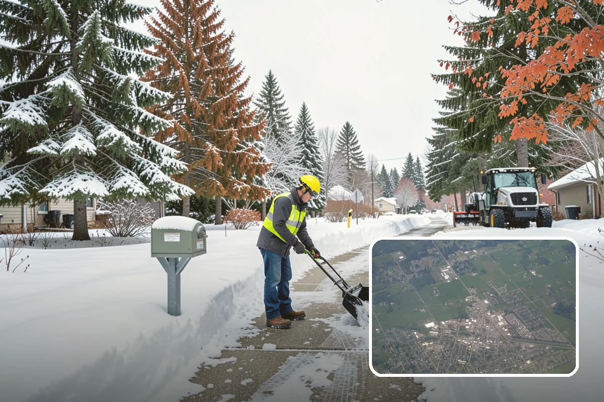 Hotel Snow Plowing in Enumclaw, King County, WA - Porte-cochere and guest lot cleared on a 24-hour basis