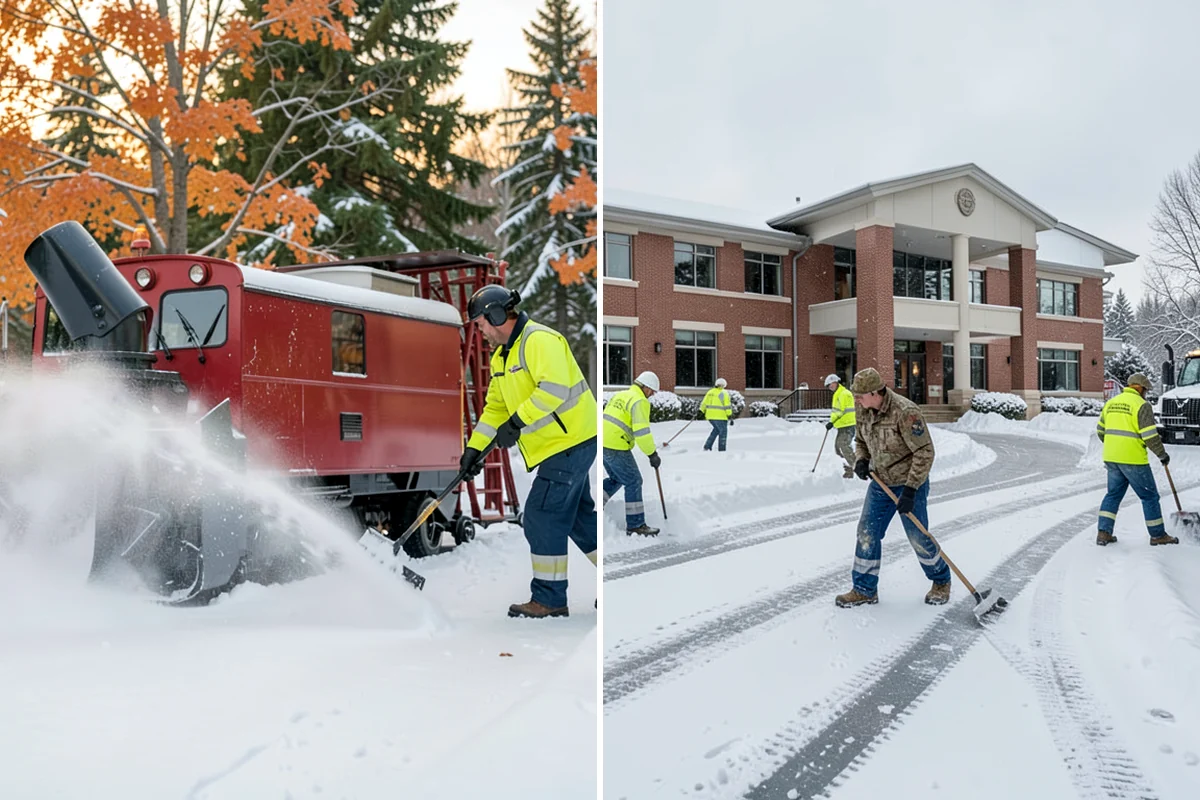 Hotel Snow Plowing in Enumclaw, King County, WA - Set 24-hour priorities for the porte-cochere, entrances, and guest lot