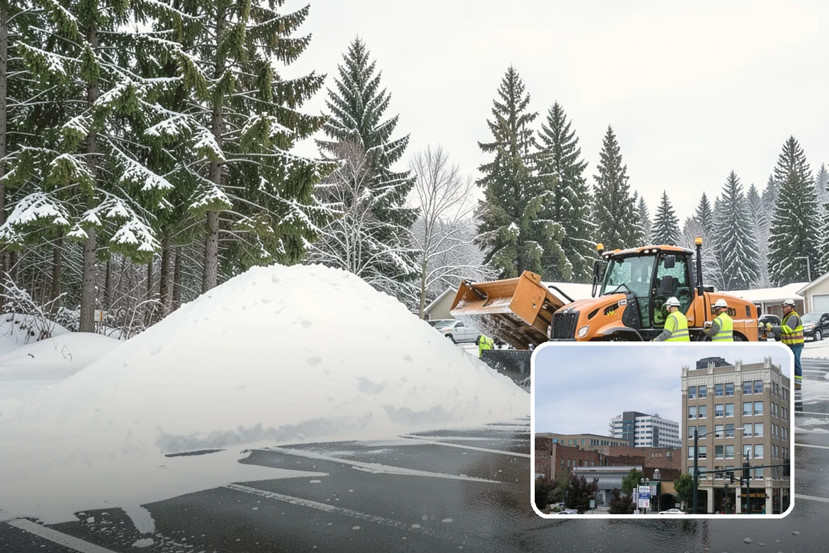 Hotel Snow Plowing in Everett, Snohomish County, WA - Porte-cochere and guest lot cleared on a 24-hour basis