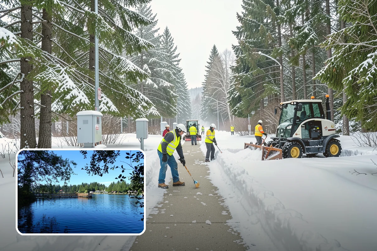 Hotel Snow Plowing in Federal Way, King County, WA - Porte-cochere and guest lot cleared on a 24-hour basis
