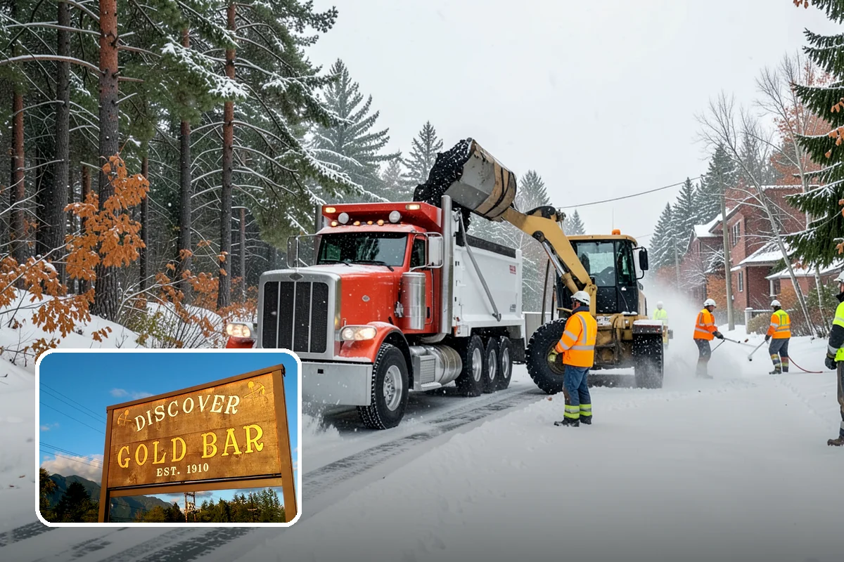 Hotel Snow Plowing in Gold Bar, Snohomish County, WA - Porte-cochere and guest lot cleared on a 24-hour basis