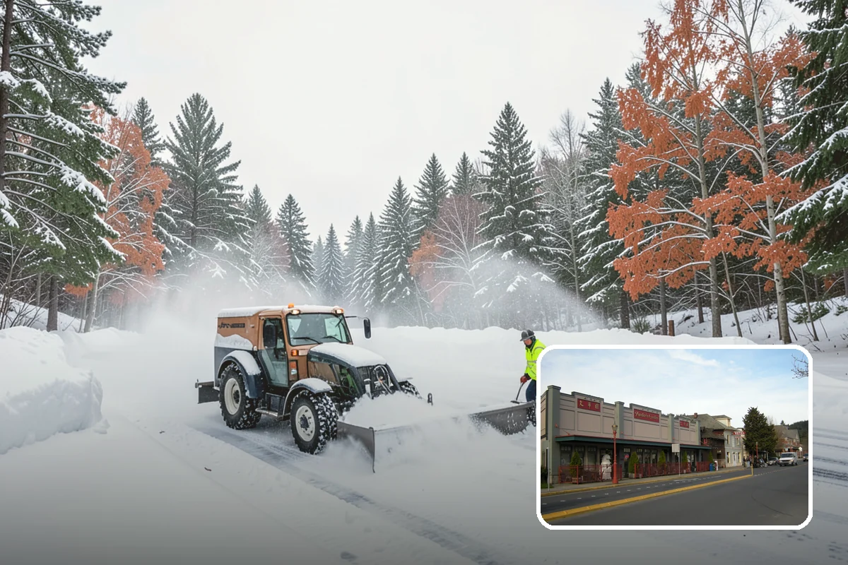 Hotel Snow Plowing in Issaquah, King County, WA - Porte-cochere and guest lot cleared on a 24-hour basis
