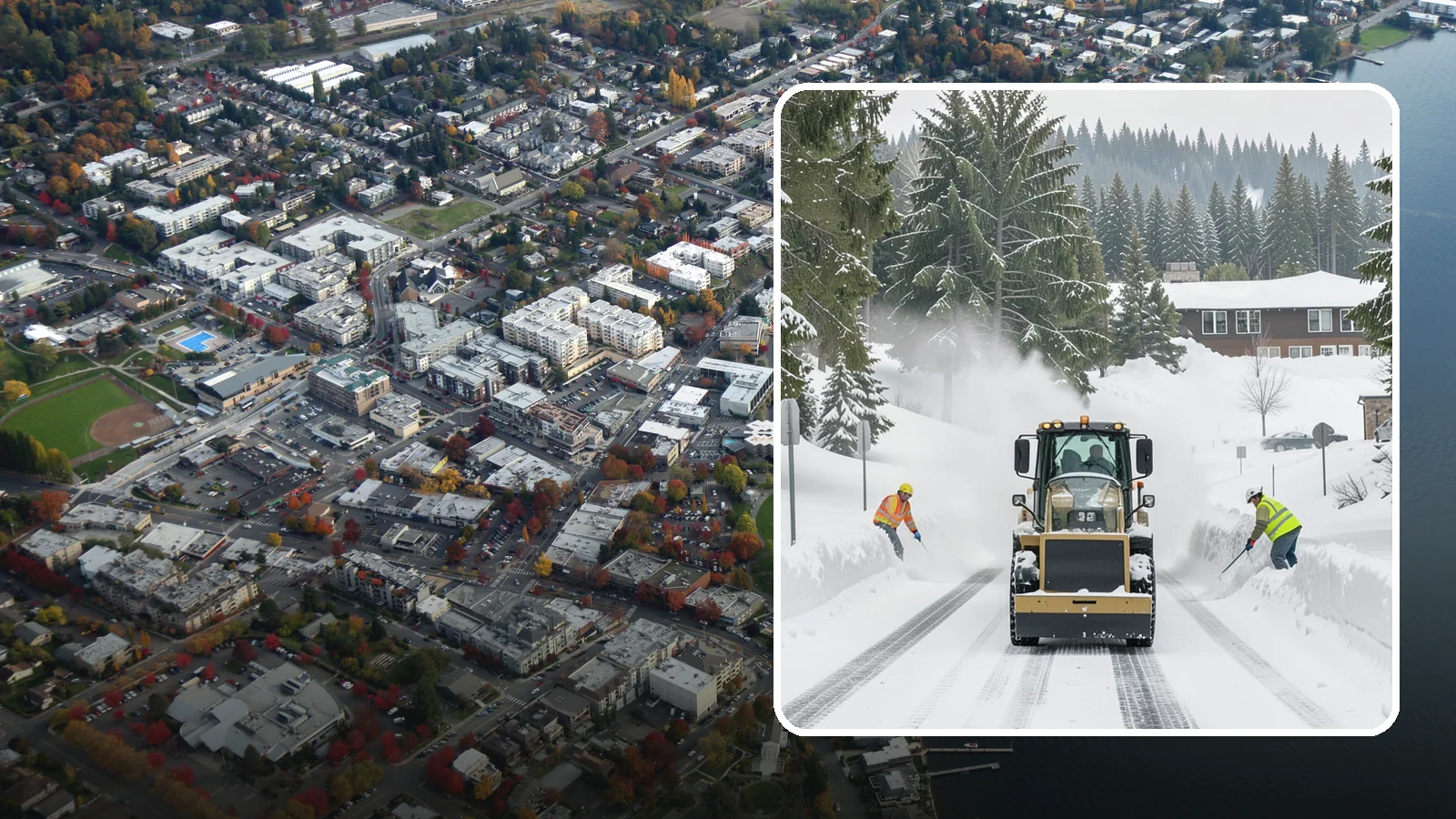 Hotel Snow Plowing in Kirkland, King County, WA - We plow hotel lots, the porte-cochere, and guest entrances around the clock so arriving travelers always find safe access.