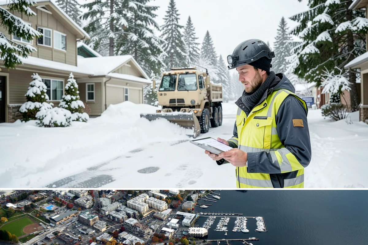 Hotel Snow Plowing in Kirkland, King County, WA - Arrange 24-hour seasonal coverage before winter so guests always arrive to a clear entrance.