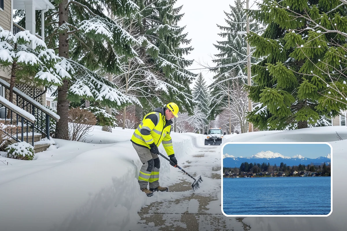 Hotel Snow Plowing in Lake Stevens, Snohomish County, WA - Porte-cochere and guest lot cleared on a 24-hour basis