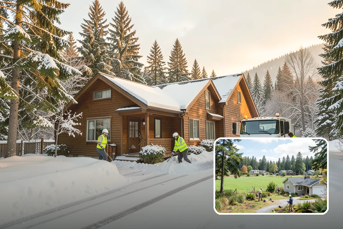 Hotel Snow Plowing in Lyman, Skagit County, WA - Porte-cochere and guest lot cleared on a 24-hour basis