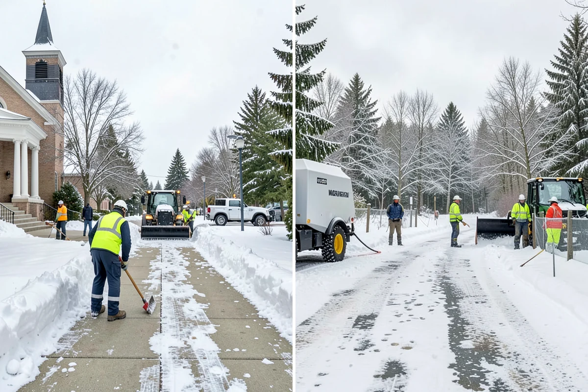 Hotel Snow Plowing in Lyman, Skagit County, WA - Set 24-hour priorities for the porte-cochere, entrances, and guest lot