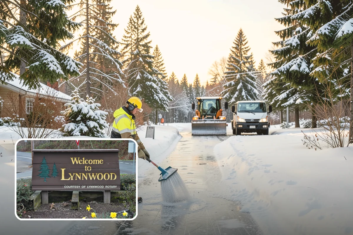 Hotel Snow Plowing in Lynnwood, Snohomish County, WA - Porte-cochere and guest lot cleared on a 24-hour basis