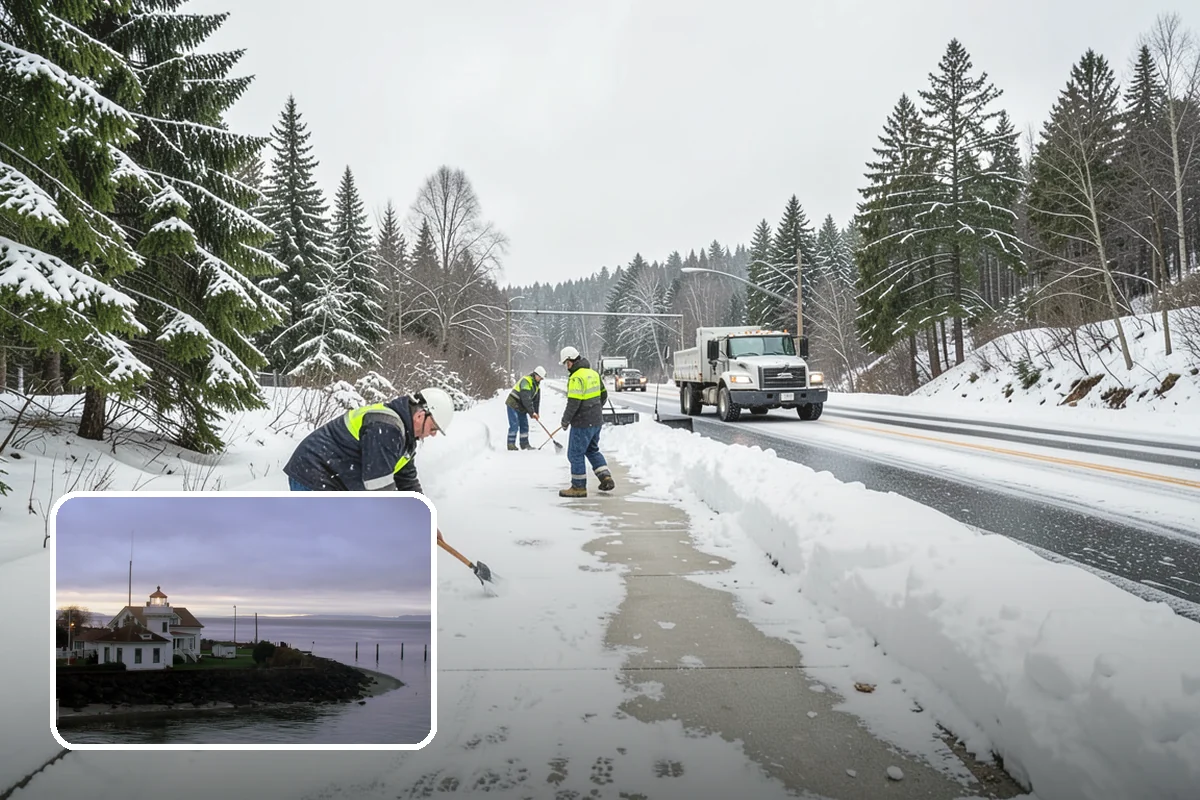 Hotel Snow Plowing in Mukilteo, Snohomish County, WA - Porte-cochere and guest lot cleared on a 24-hour basis