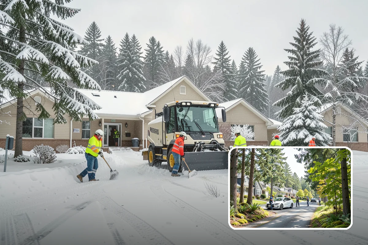 Hotel Snow Plowing in Normandy Park, King County, WA - Porte-cochere and guest lot cleared on a 24-hour basis