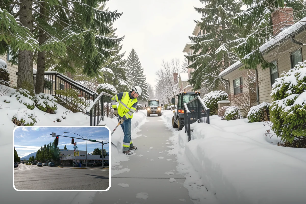 Hotel Snow Plowing in North Bend, King County, WA - Porte-cochere and guest lot cleared on a 24-hour basis