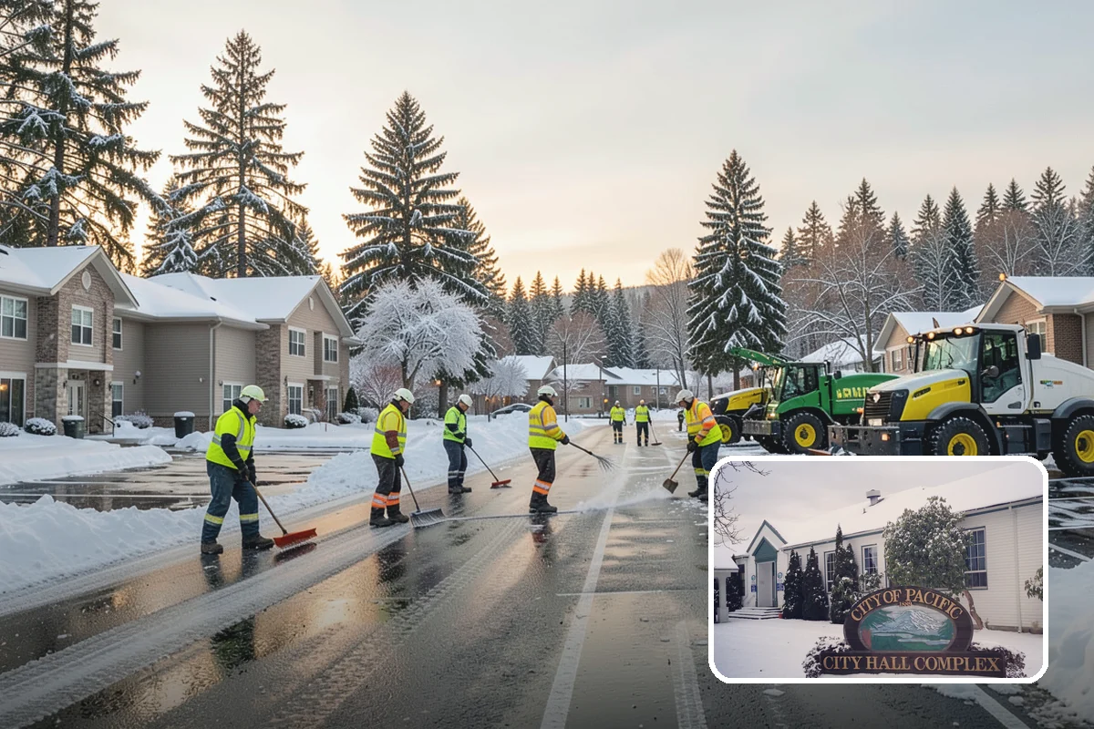 Hotel Snow Plowing in Pacific, King County, WA - Porte-cochere and guest lot cleared on a 24-hour basis