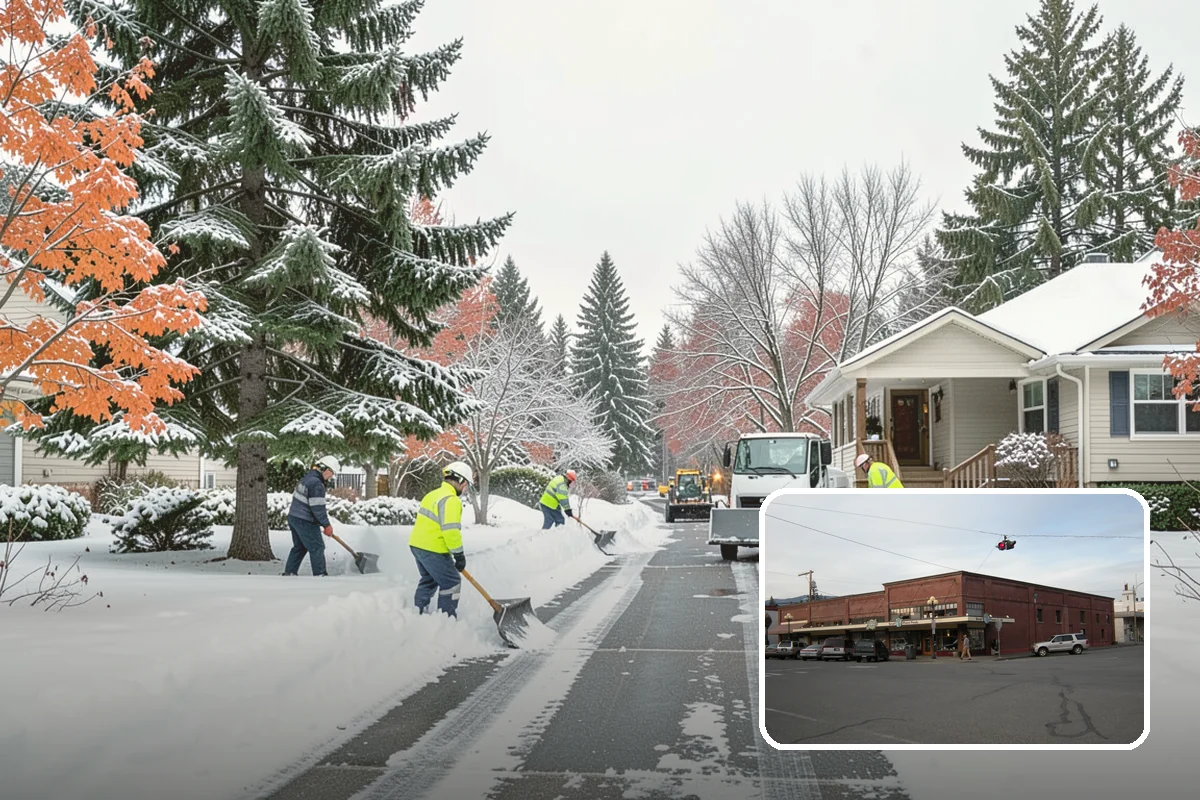 Hotel Snow Plowing in Sedro-Woolley, Skagit County, WA - Porte-cochere and guest lot cleared on a 24-hour basis