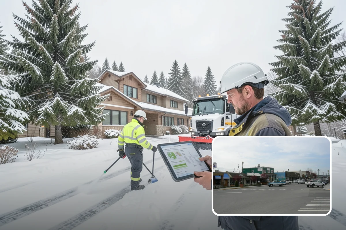 Hotel Snow Plowing in Stanwood, Snohomish County, WA - Porte-cochere and guest lot cleared on a 24-hour basis