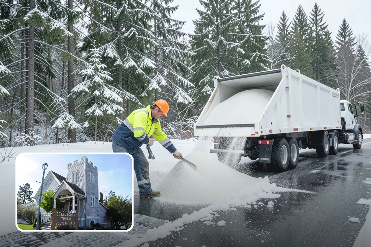 Hotel Snow Plowing in Steilacoom, Pierce County, WA - Porte-cochere and guest lot cleared on a 24-hour basis