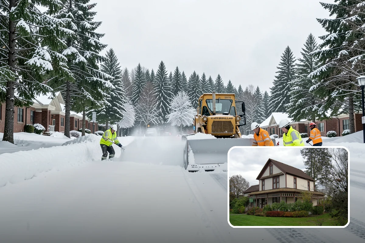 Hotel Snow Plowing in Sumner, Pierce County, WA - Porte-cochere and guest lot cleared on a 24-hour basis
