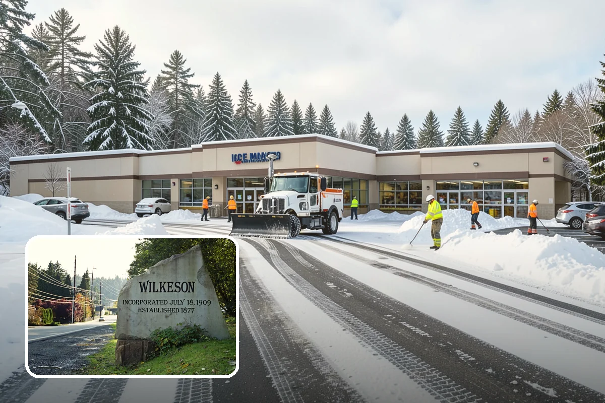 Hotel Snow Plowing in Wilkeson, Pierce County, WA - Porte-cochere and guest lot cleared on a 24-hour basis