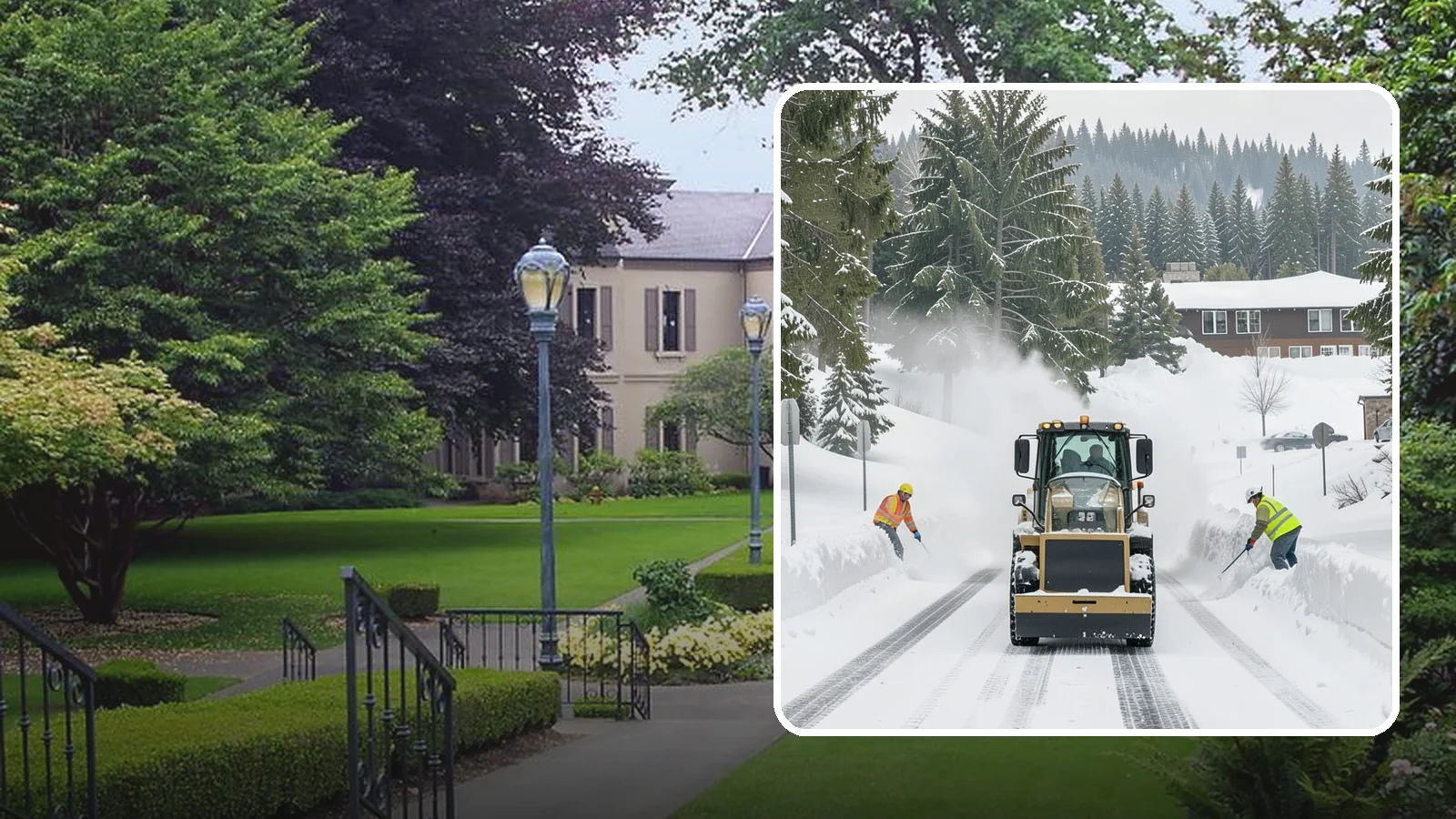 Hotel Snow Plowing in Woodinville, King County, WA - We plow hotel lots, the porte-cochere, and guest entrances around the clock so arriving travelers always find safe access.