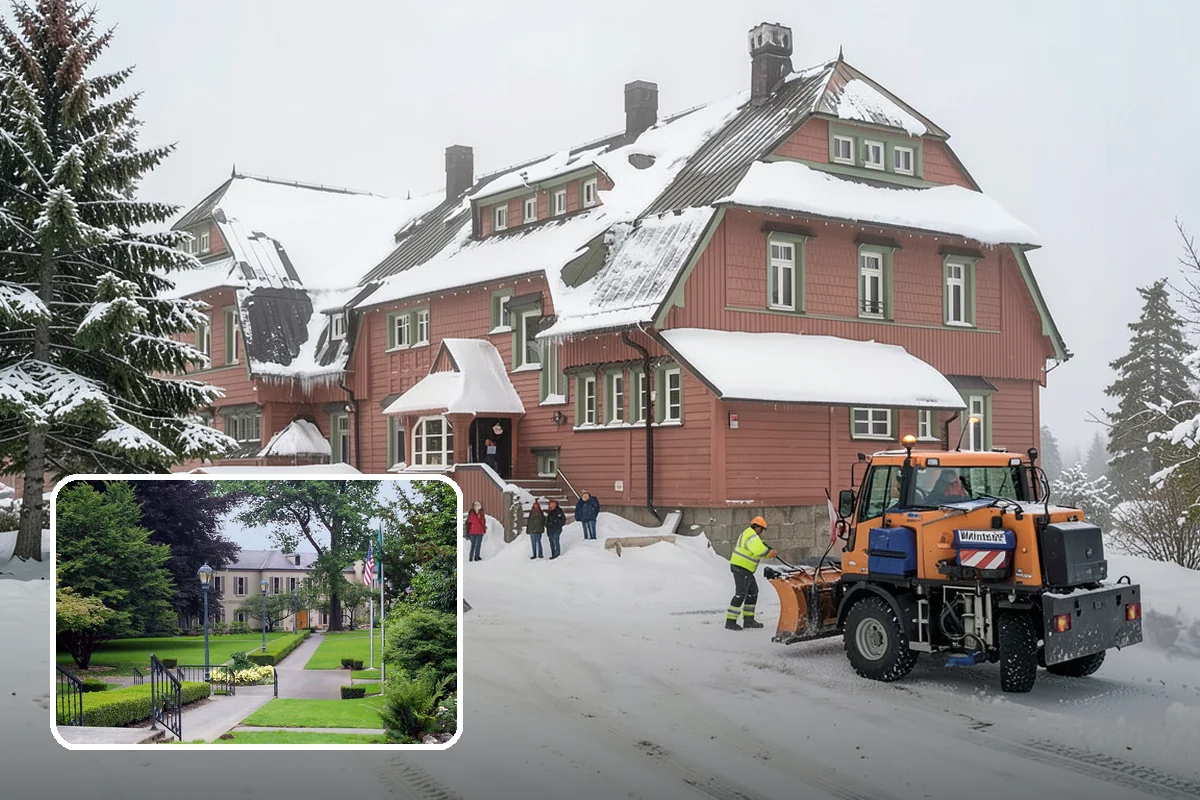 Hotel Snow Plowing in Woodinville, King County, WA - Porte-cochere and guest lot cleared on a 24-hour basis