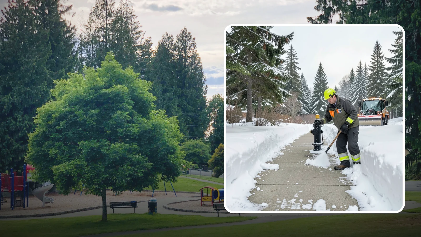 Hydrant Snow Clearing in Bonney Lake, Pierce County, WA - We clear snow and ice from fire hydrants so crews can connect without delay in an emergency.
