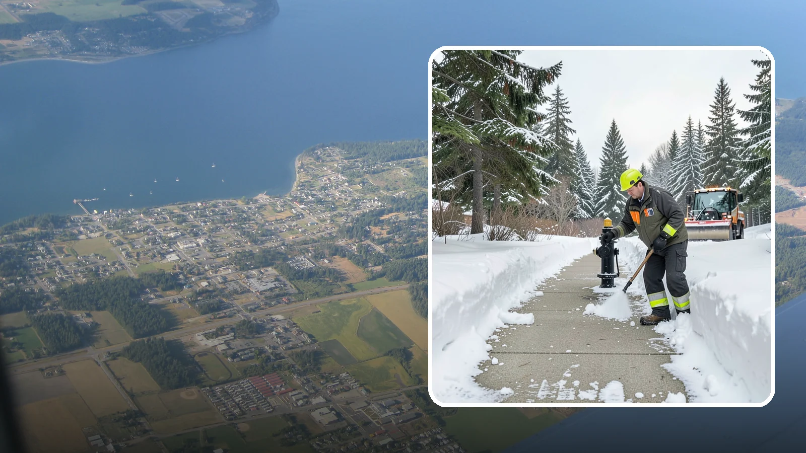 Hydrant Snow Clearing in Coupeville, Island County, WA - We clear snow and ice from fire hydrants so crews can connect without delay in an emergency.