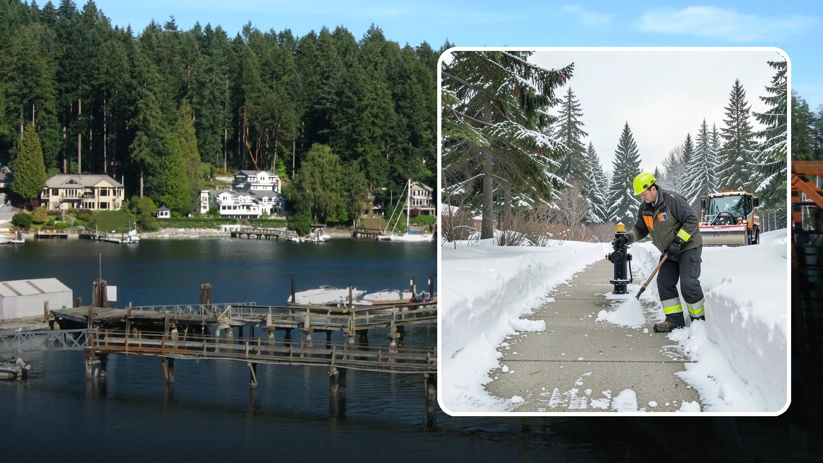 Hydrant Snow Clearing in Gig Harbor, Pierce County, WA - We clear snow and ice from fire hydrants so crews can connect without delay in an emergency.