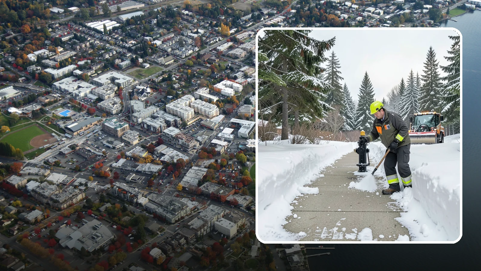 Hydrant Snow Clearing in Kirkland, King County, WA - We clear snow and ice from fire hydrants so crews can connect without delay in an emergency.