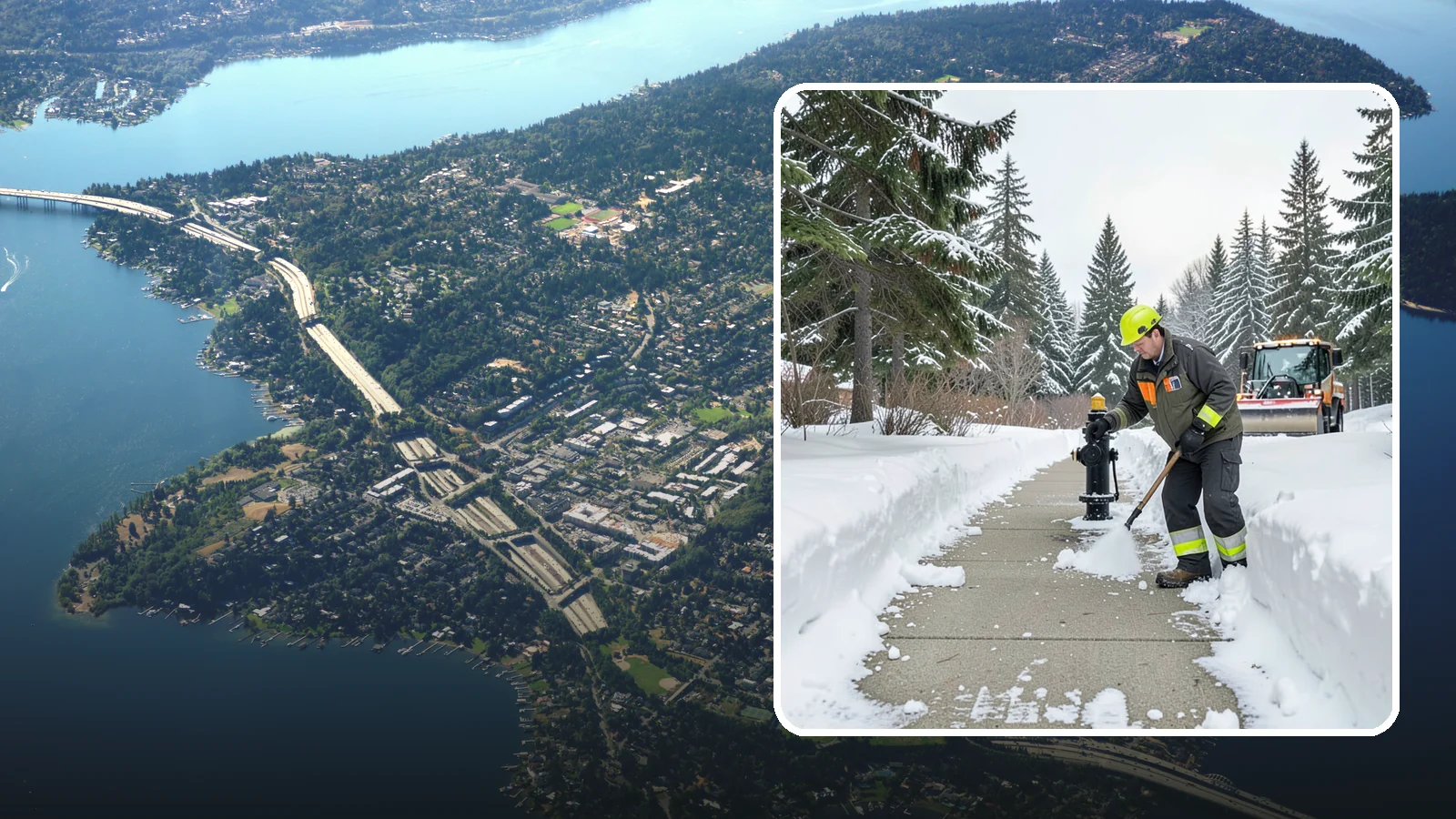 Hydrant Snow Clearing in Mercer Island, King County, WA - We clear snow and ice from fire hydrants so crews can connect without delay in an emergency.