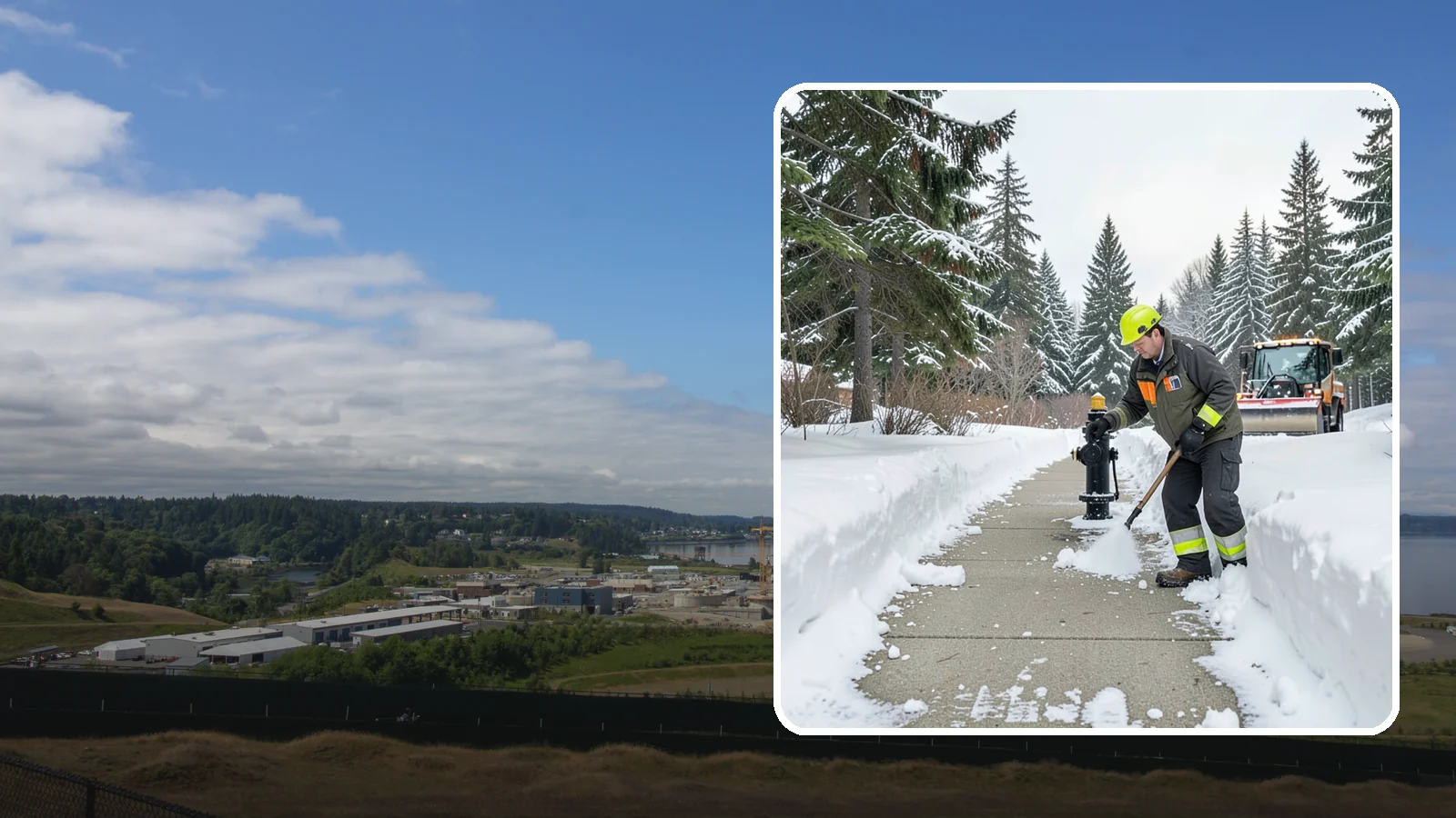 Hydrant Snow Clearing in University Place, Pierce County, WA - We clear snow and ice from fire hydrants so crews can connect without delay in an emergency.
