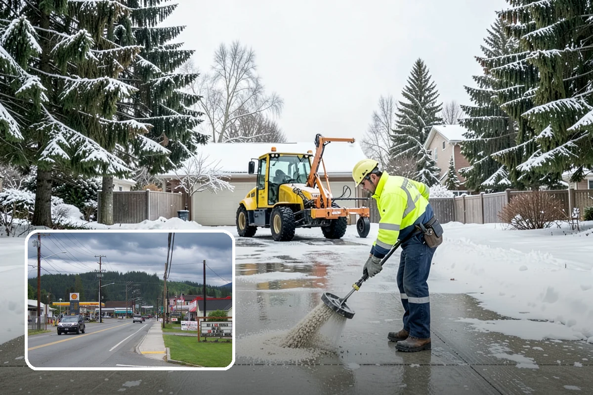 Ice Control in Granite Falls, Snohomish County, WA - Breaks the ice-to-pavement bond before it can set