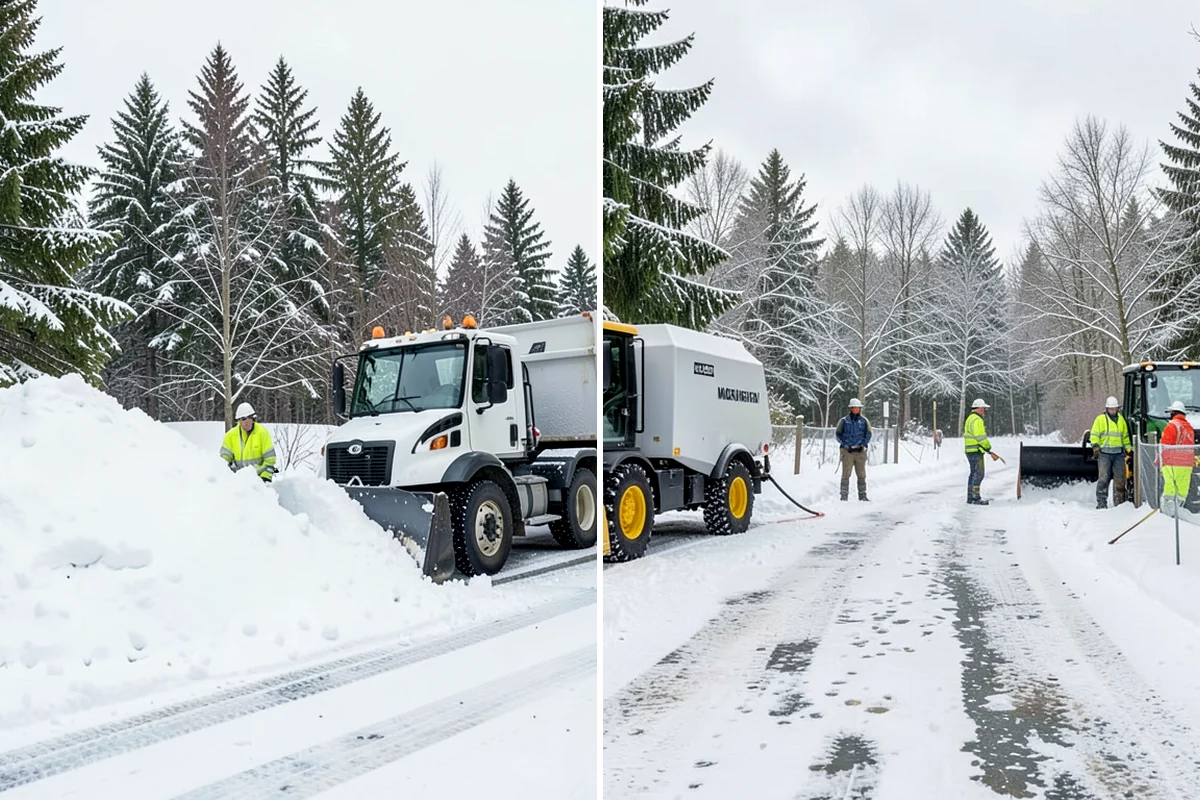 Ice Control in Kenmore, King County, WA - Read pavement temperature and dew point against the incoming forecast