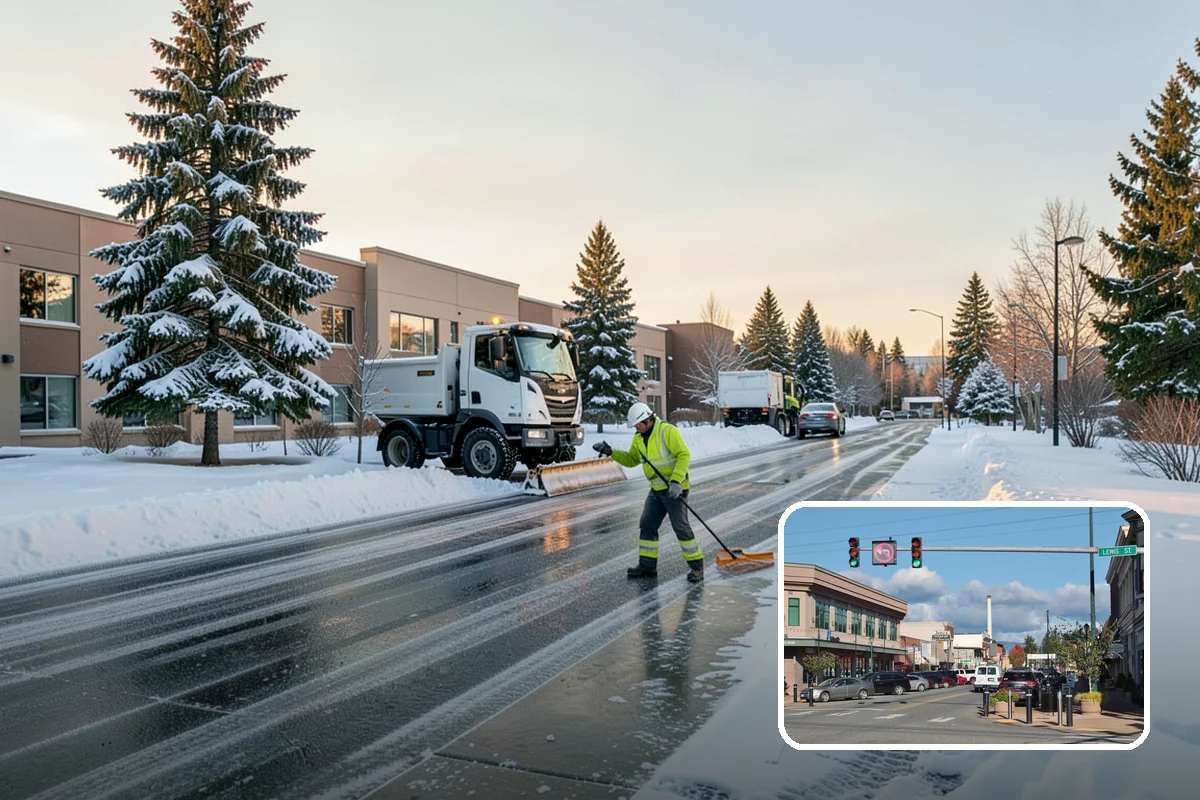 Ice Control in Monroe, Snohomish County, WA - Breaks the ice-to-pavement bond before it can set