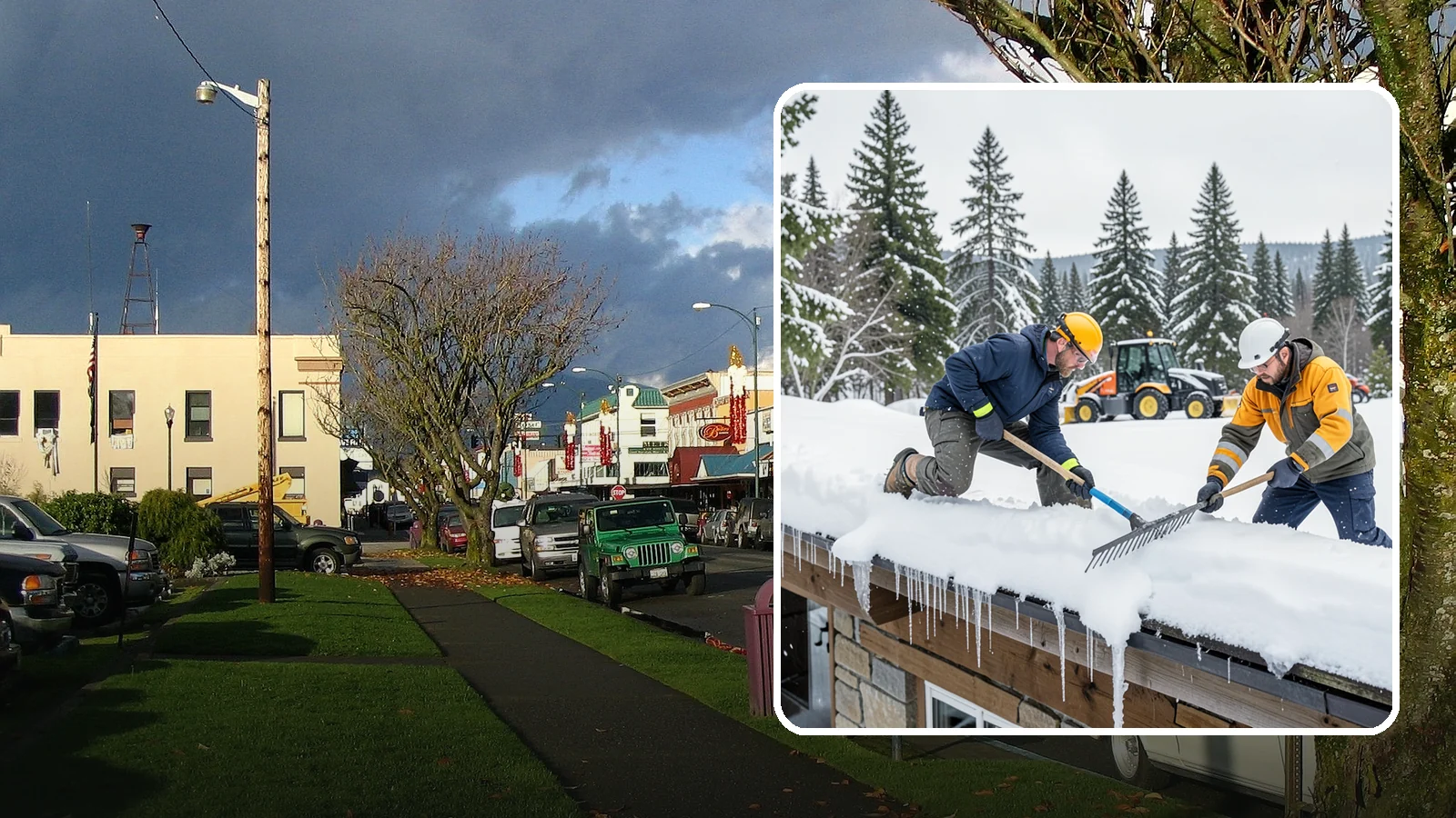 Ice Dam Removal in Arlington, Snohomish County, WA - We remove existing ice dams from roof edges to stop water from backing up under shingles.