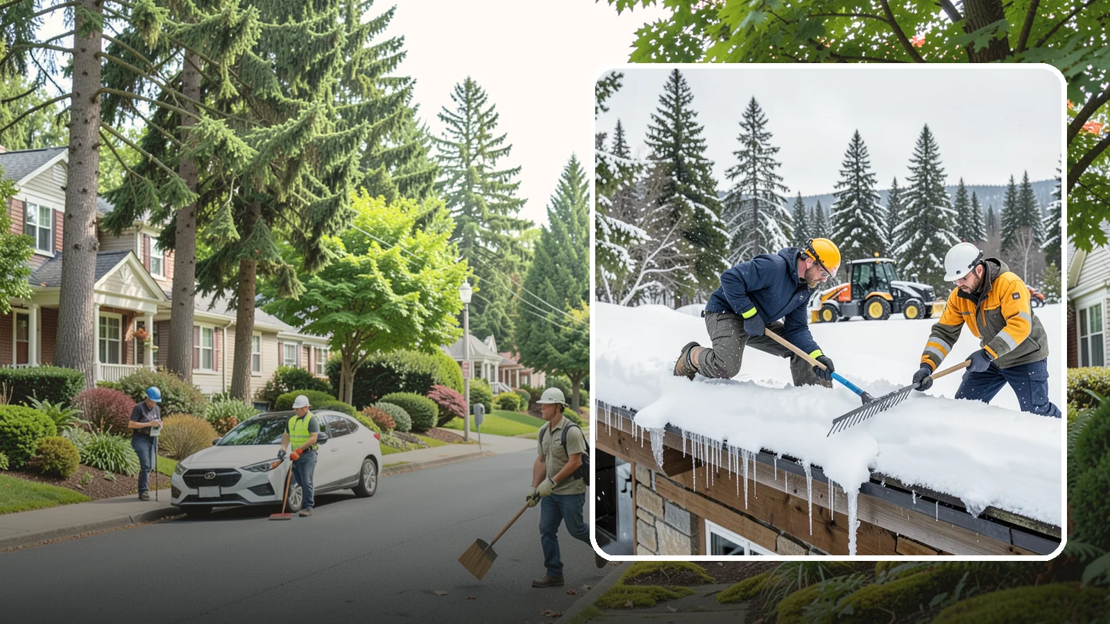 Ice Dam Removal in Beaux Arts Village, King County, WA - We remove existing ice dams from roof edges to stop water from backing up under shingles.