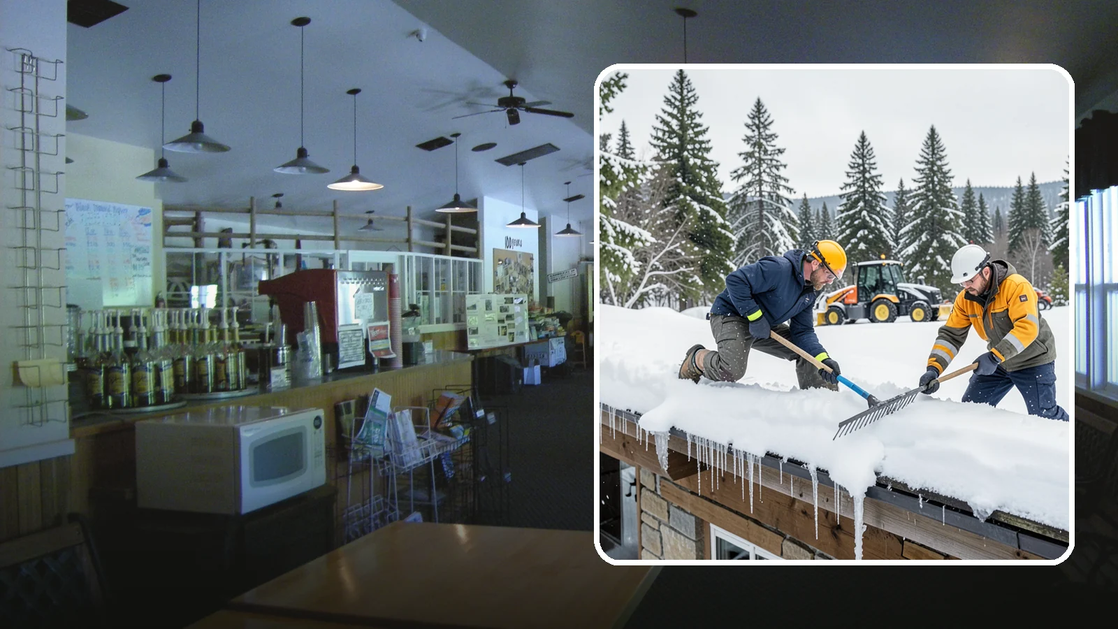 Ice Dam Removal in Black Diamond, King County, WA - We remove existing ice dams from roof edges to stop water from backing up under shingles.