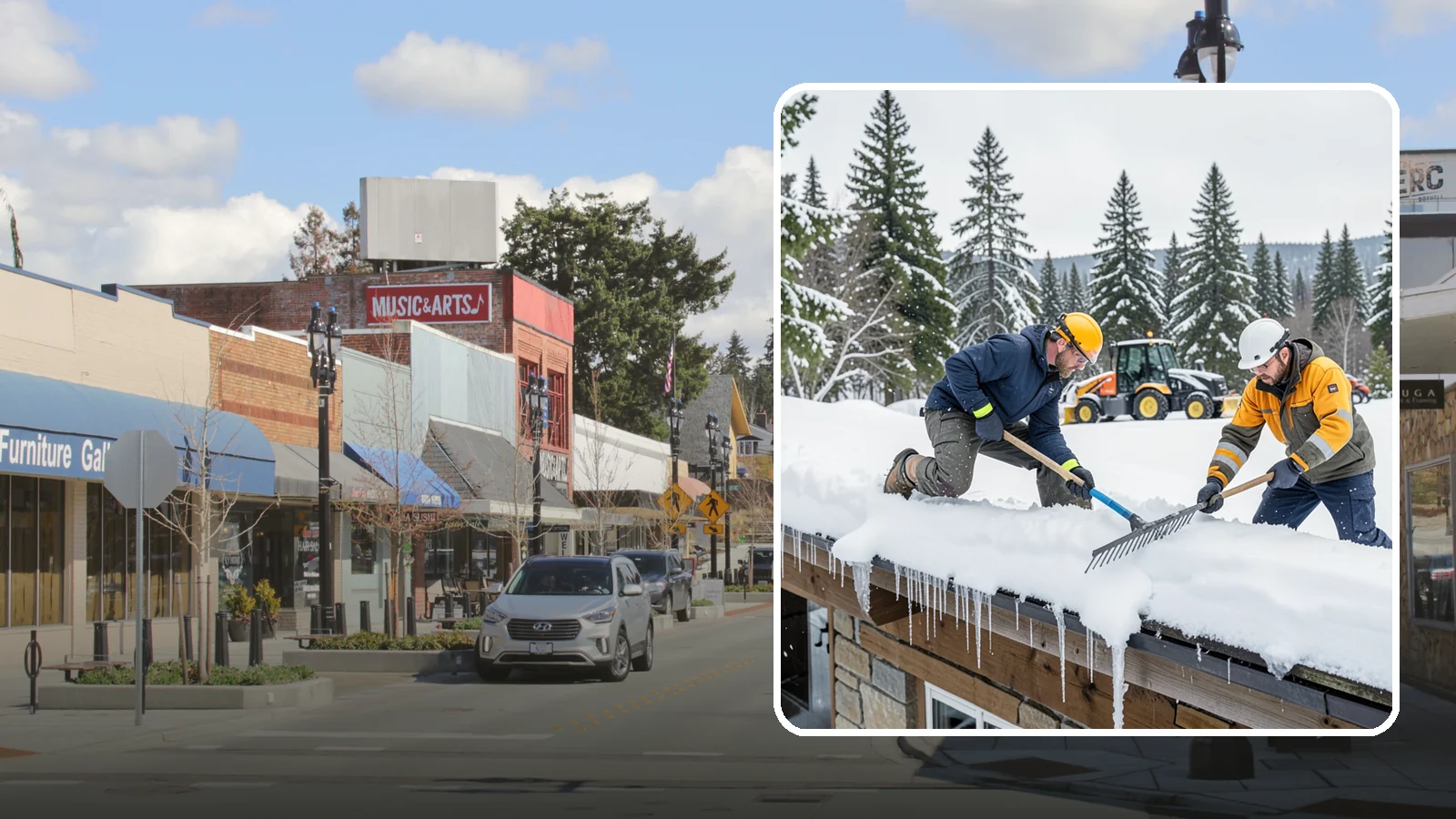 Ice Dam Removal in Bothell, King County, WA - We remove existing ice dams from roof edges to stop water from backing up under shingles.