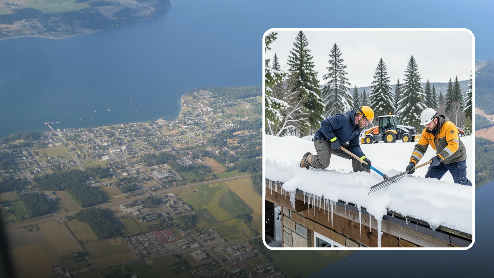Ice Dam Removal in Coupeville, Island County, WA - We remove existing ice dams from roof edges to stop water from backing up under shingles.