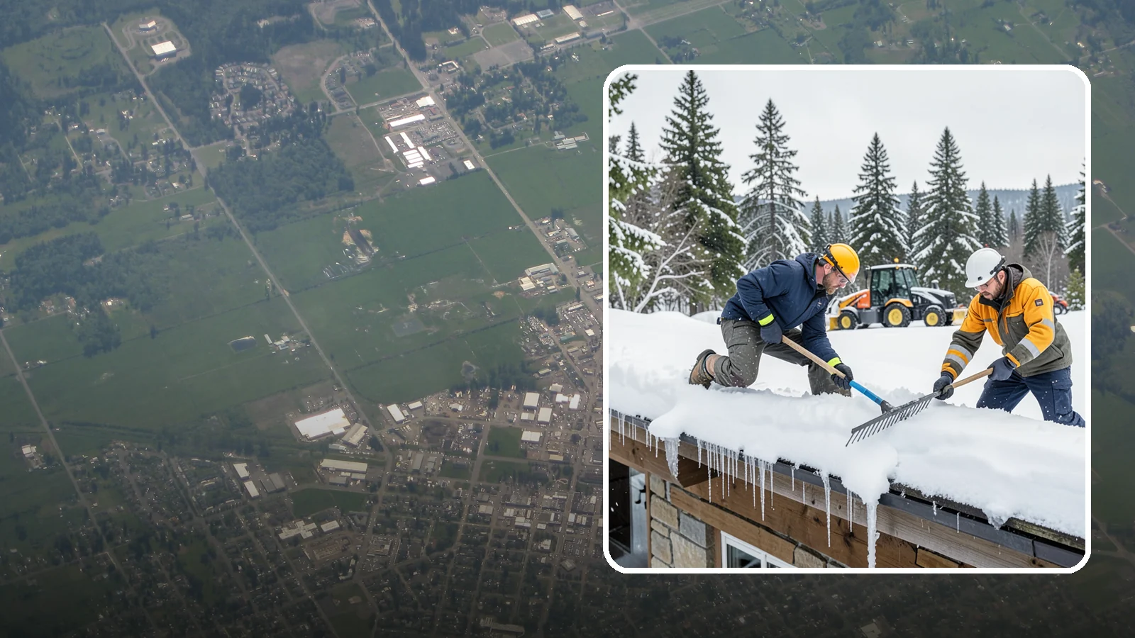 Ice Dam Removal in Enumclaw, King County, WA - We remove existing ice dams from roof edges to stop water from backing up under shingles.