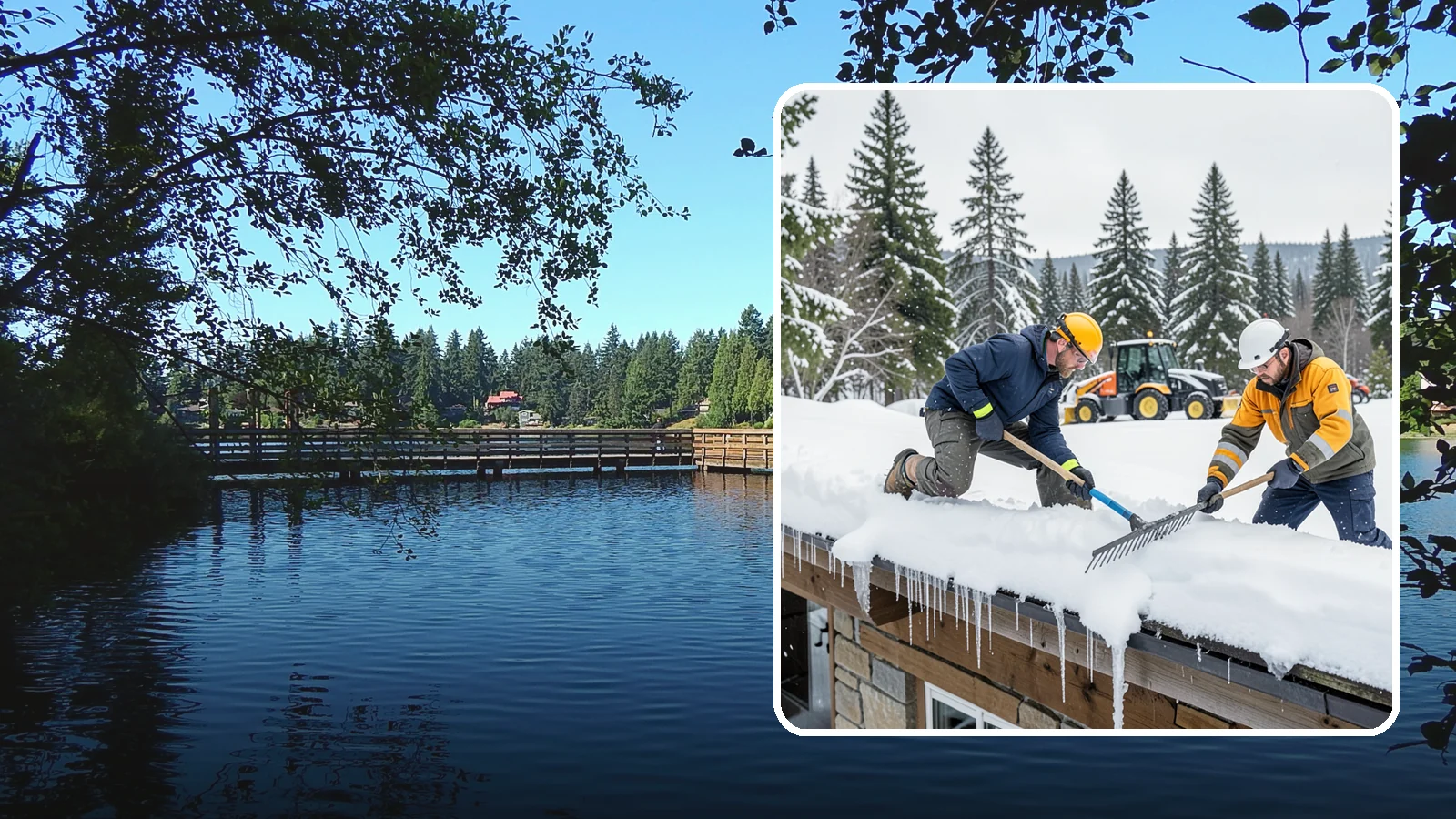 Ice Dam Removal in Federal Way, King County, WA - We remove existing ice dams from roof edges to stop water from backing up under shingles.