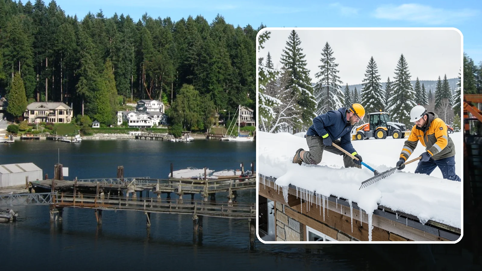 Ice Dam Removal in Gig Harbor, Pierce County, WA - We remove existing ice dams from roof edges to stop water from backing up under shingles.